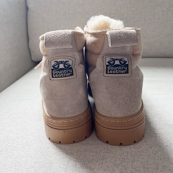 Country Leather Sheepskin Sand Hiker Short Boots Women’s Tan Brown Size 7 Sturdy - Picture 11 of 15